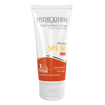کرم ضد آفتاب هیدرودرم فیزیکال رنگی SPF60 حجم 50 میلی لیتر
