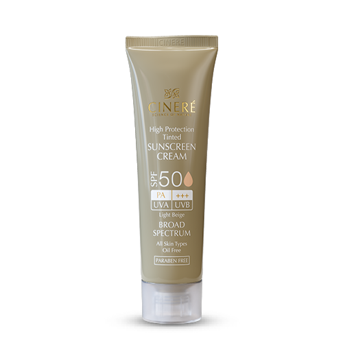 کرم ضد آفتاب رنگی سینره فاقد چربی مناسب انواع پوست SPF50 حجم 50 میل