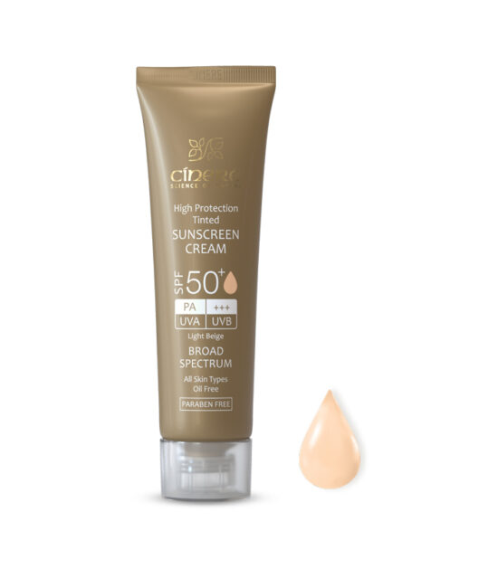 کرم ضد آفتاب رنگی سینره فاقد چربی مناسب انواع پوست SPF50 حجم 50 میل