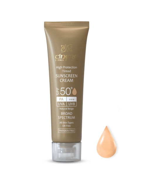 کرم ضد آفتاب رنگی سینره فاقد چربی مناسب انواع پوست SPF50 حجم 50 میل