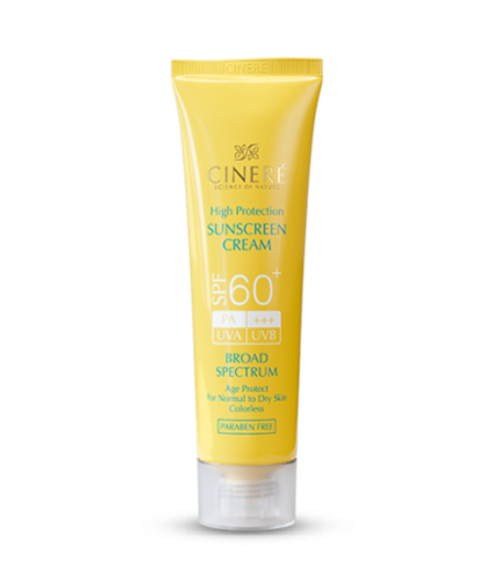 کرم ضد آفتاب +SPF60 بدون رنگ مناسب پوست نرمال تا خشک سینره 50 میل