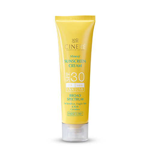 کرم ضد آفتاب SPF30 بدون رنگ مناسب پوست حساس، نازک و کودکان سینره 50 میل