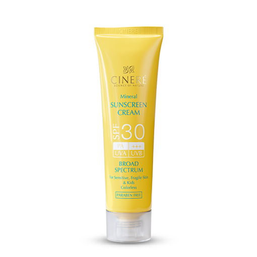 کرم ضد آفتاب SPF30 بدون رنگ مناسب پوست حساس، نازک و کودکان سینره 50 میل