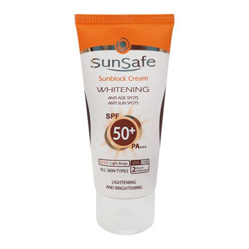 کرم ضد آفتاب روشن کننده بژ روشن مناسب انواع پوست SPF50 سان سیف 50 میل