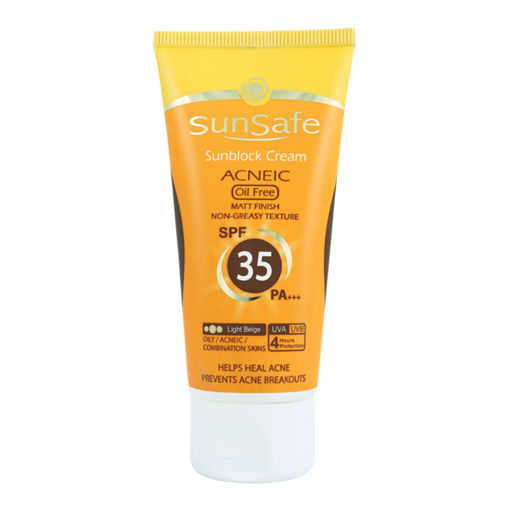 کرم ضد آفتاب رنگی فاقد چربی SPF35 سان سیف 50 میل