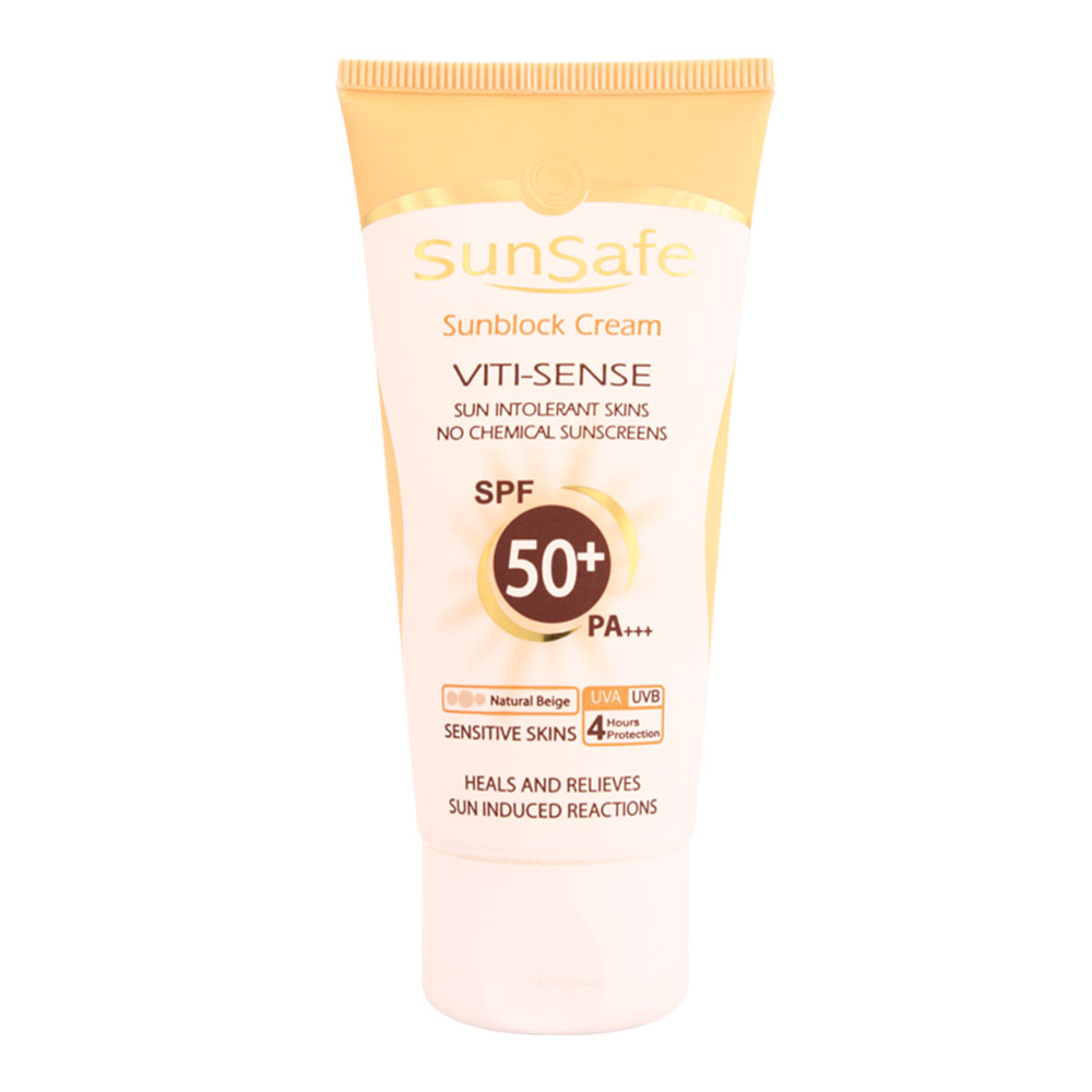 كرم ضد آفتاب فیزیکال پوست حساس+SPF 50 سان سیف 50 میل