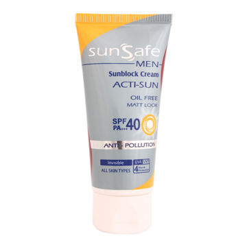 کرم ضد آفتاب آقایان مناسب انواع پوست SPF40 سان سیف 35 میل