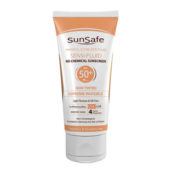 فلوئید ضد آفتاب مناسب پوست حساس +SPF 50 سان سیف 50 میل