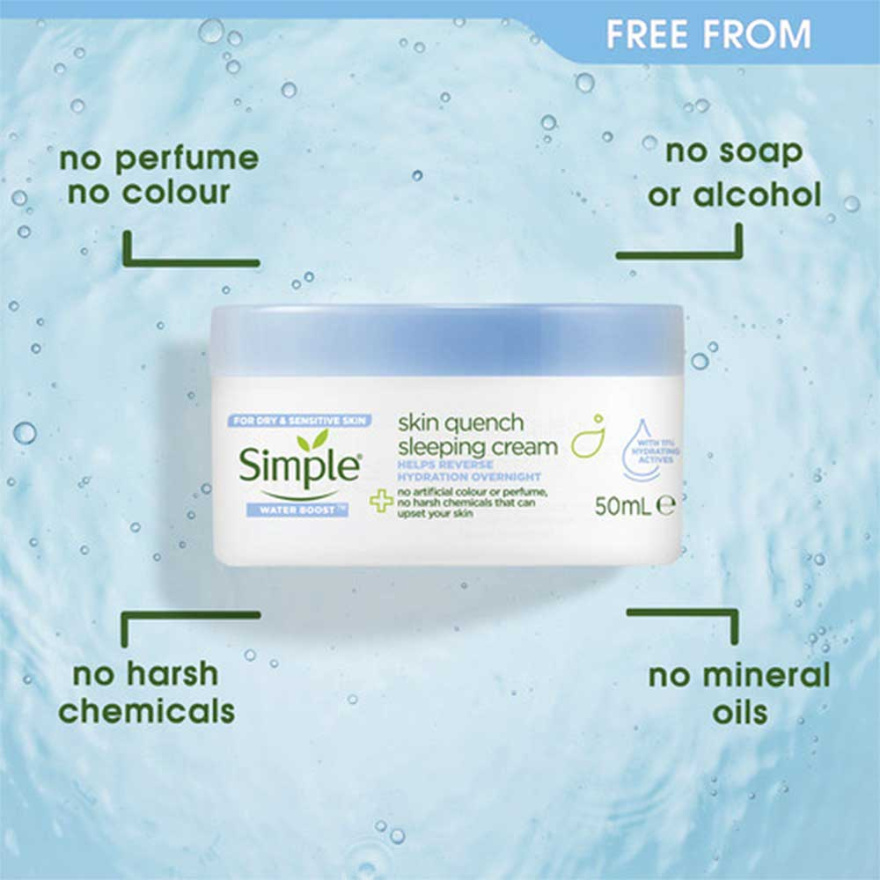 کرم مرطوب کننده و آبرسان شب Water Boost سیمپل 50 میل