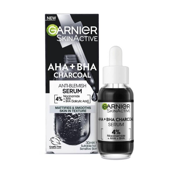 سرم ذغال AHA + BHA رفع کننده عیوب پوست صورت گارنیر 30 میل