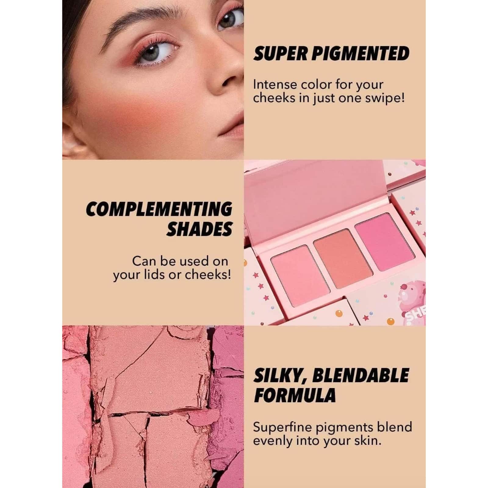 پالت رژگونه سه رنگ سوئیت چیکز شیگلم