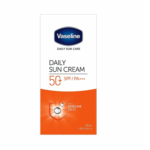 ضدآفتاب بی رنگ SPF50 مرطوب کننده و آبرسان مناسب انواع پوست وازلین