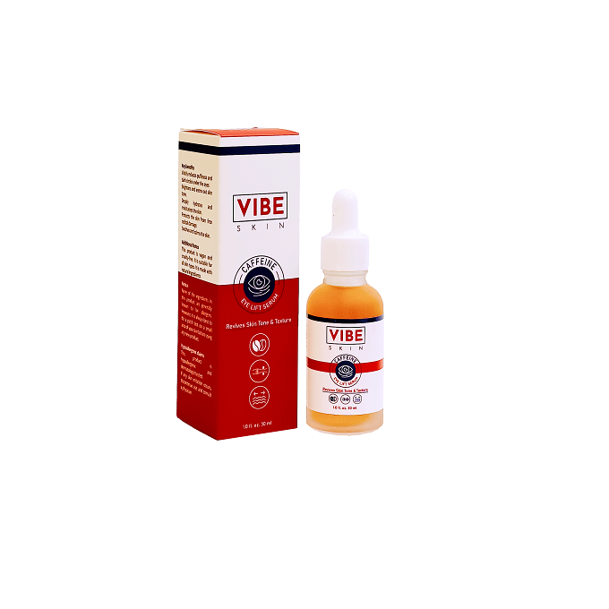 سرم دور چشم کافئین و کلاژن جوانساز Vibe Skin ضد پف و تیرگی 30 میل