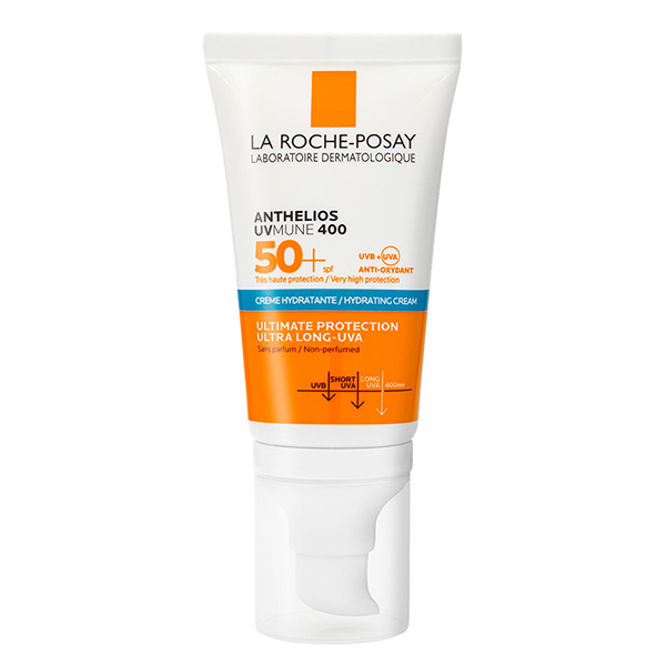 کرم ضد آفتاب بی‌رنگ spf+50 حاوی هیالورونیک اسید و آبرسان قوی پوست لاروش پوزای 50 میل