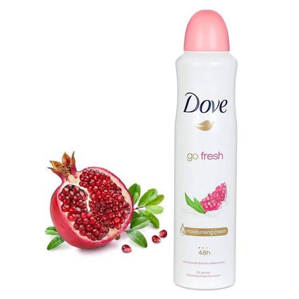اسپری دئودورانت زنانه ضدتعریق بدن رایحه انار مدل Go Fresh داو حجم 250 میل