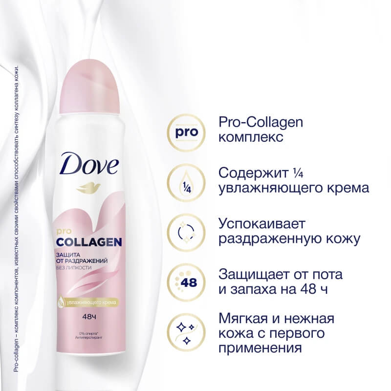 اسپری دئودورانت زنانه ضدتعریق بدن مدل Pro Collagen داو حجم 150میل