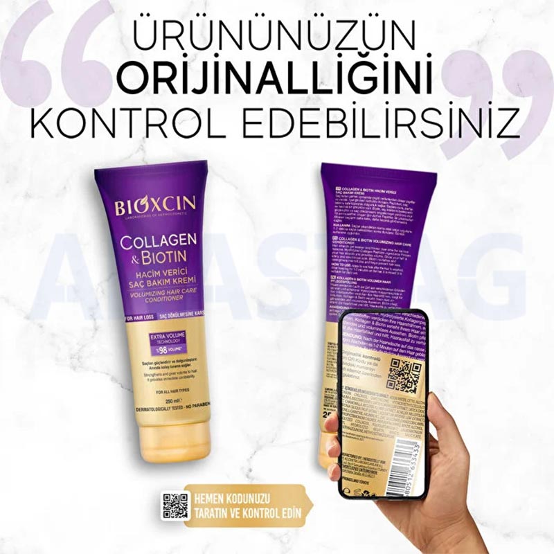 کرم مو داخل حمام تقویت‌کننده و حجم‌دهنده حاوی کلاژن و بیوتین (بنفش) بیوکسین 250 میل