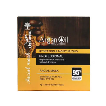 ماسک صورت ورقه‌ای حاوی روغن آرگان و هیالورونیک اسید لایتنس 10 عددی