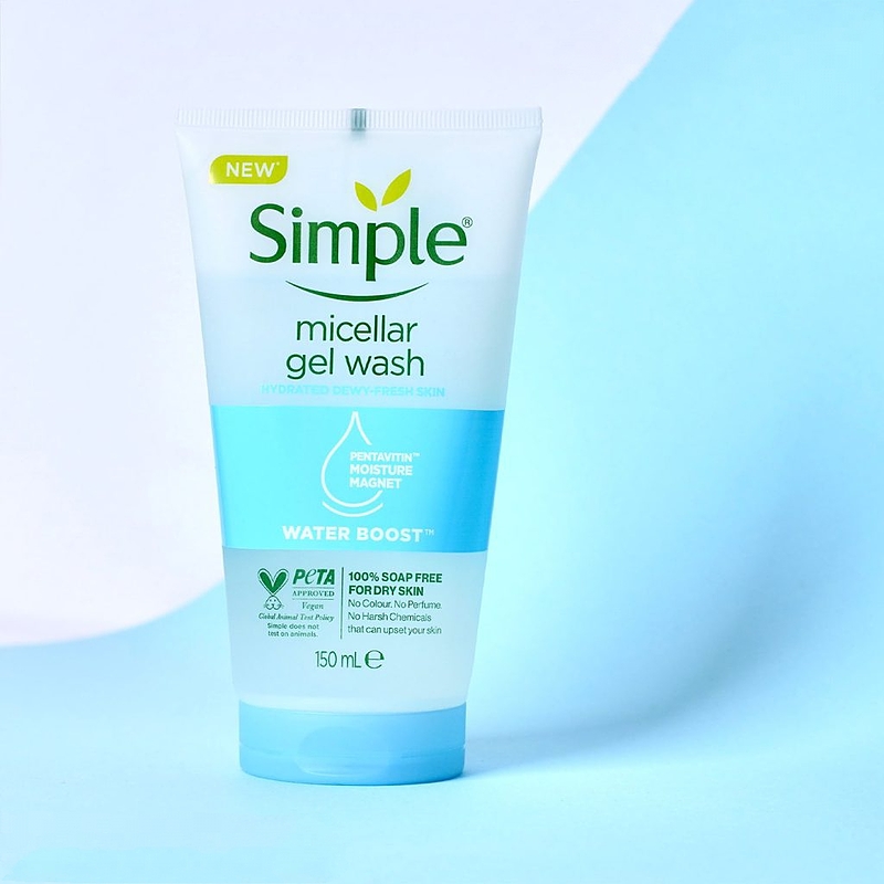 ژل میسلار شست و شو صورت مناسب پوست خشک و کم آب سیمپل 150 میل